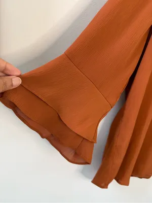 Lush Burnt Orange V-Neck Tiered Sleeve Tunic thumbnail 3
