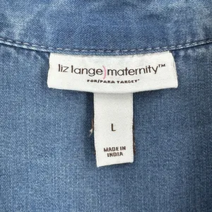 Liz Lange Maternity Target L Blue Chambray Lyocell Tunic Shirt Long Sleeve Chic thumbnail 6