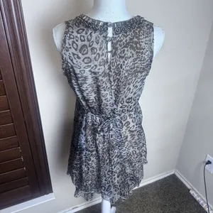 Y2K My Pretty Angel Mini Dress Silk Blend Leopard beaded neckline Fairy sz‎ M thumbnail 4