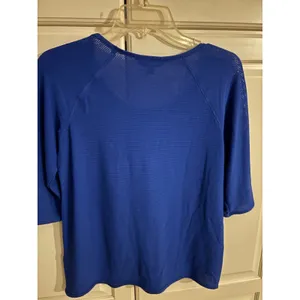 LAUREN Ralph Lauren Womens Blue Textured Knit 3/4 Sleeve Top‎ M thumbnail 5