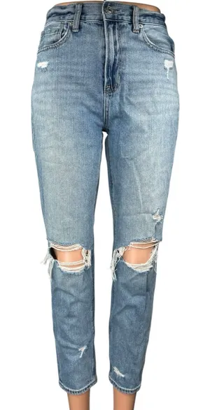 American Eagle Outfitters Blue Distressed Skinny High Waist Denim Jeans Pants 0 thumbnail 1