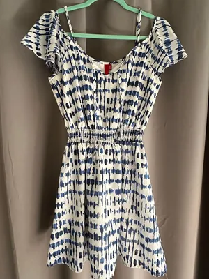 Saks Fifth Ave 5/48 blue and white mini dress size small‎ thumbnail 1