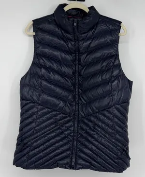 Talbots Women L Navy Blue Quilted Down Puffer Vest Full Zip VN4926 05/16 thumbnail 1