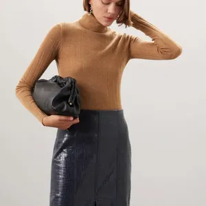 Tanya Taylor Camel Turtleneck Sweater XS Fitted Soft Merino Wool Designer $400 thumbnail 1