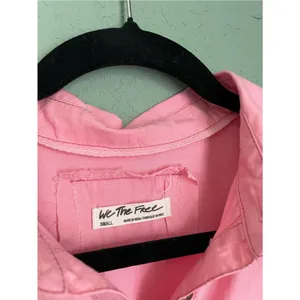 Free People We the Free Cotton Happy Hour Button Down Poplin Shirt Size S Pink thumbnail 2