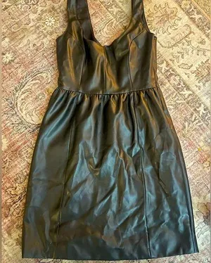 XS faux leather black dresss thumbnail 1
