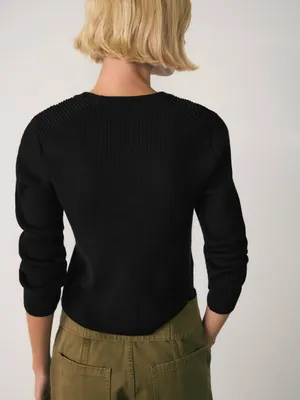 Mango Black Button-Shoulder Ribbed Sweater thumbnail 2