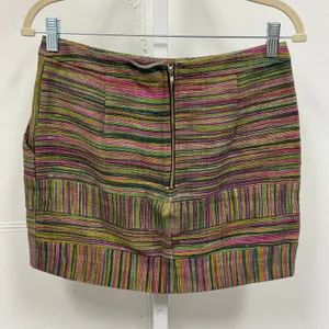 Charlotte‎ Ronson Multi Color Striped Mini Skirt Green Pink Size 2 Pocket Zipper thumbnail 2
