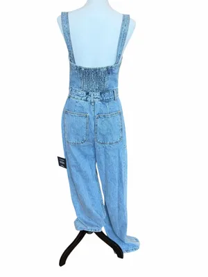 Lulus Denim Jumpsuit Sz Medium NWT Light Wash Date Night Out Brunch Bustier Fall thumbnail 5