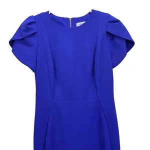 Calvin Klein Royal Blue Tulip Sleeve Stretch Crepe Sheath Dress Size 4 thumbnail 6