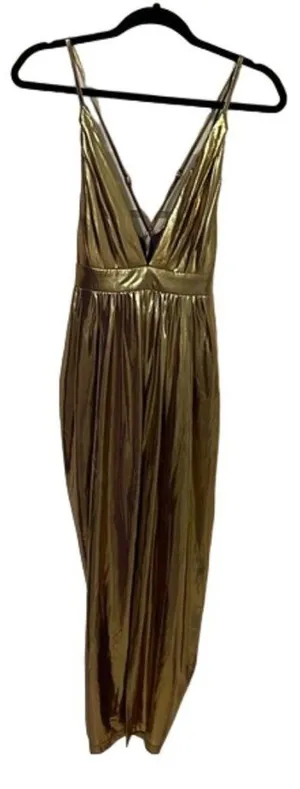 Fate Metallic Gold Cocktail Party Dress Womens Size Small NEW Glam thumbnail 1