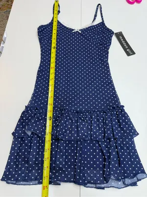Madden Girl Navy Blue Polka Dot Lace Trim Ruffle Mini Dress Size S thumbnail 6