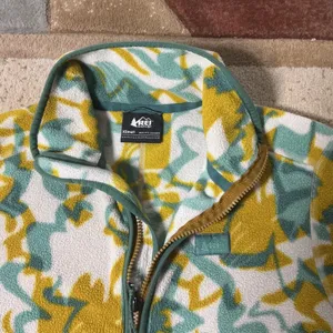 REI Co-op Gorpcore Women‎ Full Zip Fleece Jacket Abstract Print Yellow XS 217359 thumbnail 4