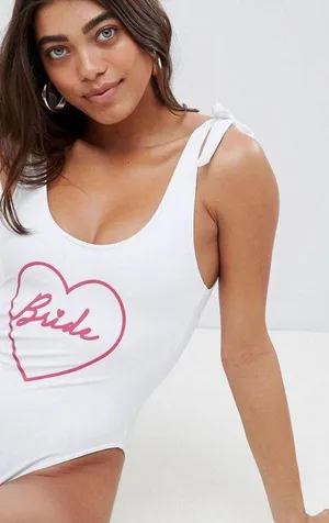 ASOS White Bride One Piece Bikini thumbnail 3