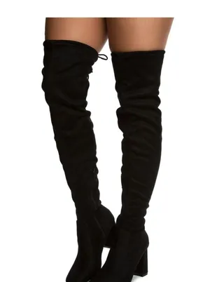 Bamboo Over the Knee Chunky High Heel Boots 2 inch high article 03 suade like thumbnail 6