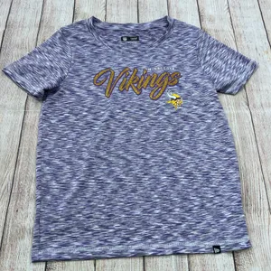 NFL Team Apparel Minnesota Vikings Womens Purple Space Dye Glitter T-Shirt S‎ thumbnail 1