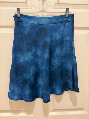 Free People Martine Blue Tie-Dye Flirty Mini Skirt with Front Slit Boho - Size 8 thumbnail 7