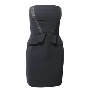 Sandro Paris Strapless Peplum Dress Size 8 Black Embellished Cocktail Party Chic thumbnail 2