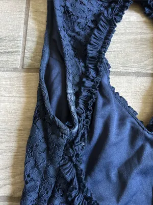 Saints + Secrets Navy Lace Mini Dress with Pleated Hem thumbnail 6