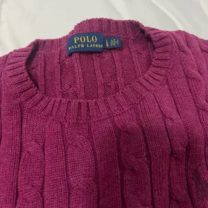 Polo Ralph Lauren Purple Knit 100% Cotton Crewneck Sweater Large thumbnail 5