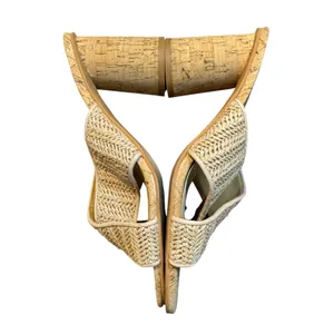 Dolce Vita Womens 7.5 Beige Woven Block Heel Slide Sandals Strappy Cork Heel thumbnail 6