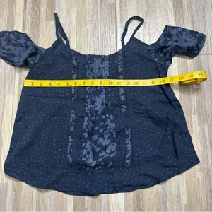 Abercrombie & Fitch Navy Blue Floral Cold Shoulder Boho Top Size XS thumbnail 3