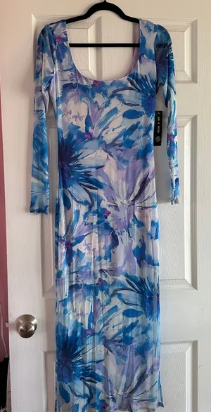 As You Wish Blue Floral Maxi Dress thumbnail 1