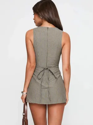 Princess Polly Yumiko Romper in Green Stripe NWT thumbnail 2