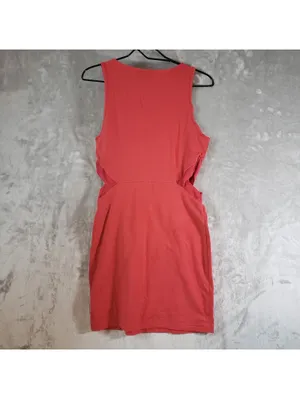 PUMA Red Scoop Neck Sleeveless Cut Out Stretch Knit Bodycon Mini Dress M thumbnail 2