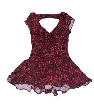 NWT free people red floral mini dress thumbnail 2