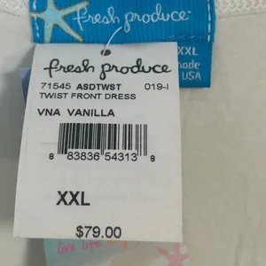 Fresh Produce Twist Front Dress XXL Vanilla Off-White 3/4 Sleeve Midi‎ Made USA thumbnail 7