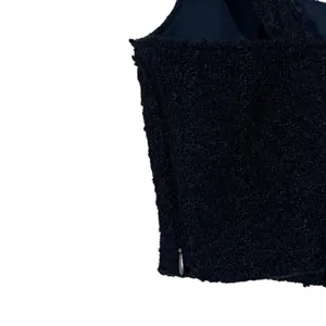 NWT Abercrombie & Fitch Boucle Tweed Corset Crop Top Black Chic Elegant Size S thumbnail 4