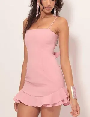 Lucy in the Sky Aubrey Ruffle Dress in Pink| Size: Small thumbnail 1