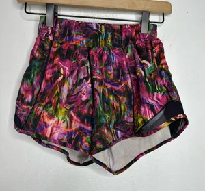 Lululemon Hotty Hot Shorts Size 2 TALL Hyper Flow‎ Pink Multi Low Rise 4” CP thumbnail 1