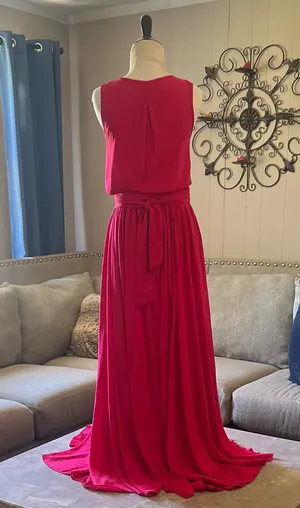Olivaceous Bright Red V-Neck Sleeveless Maxi Dress thumbnail 3