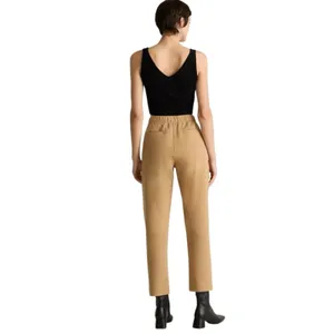 NEW Quince Size L Organic Cotton Double Knit Straight Leg Pants Soft Camel Tan thumbnail 2