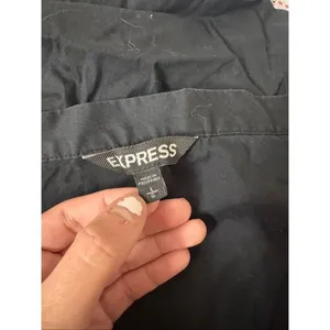 Express Black Off Shoulder Blouse Size Large Button Front Long Sleeve Top thumbnail 5