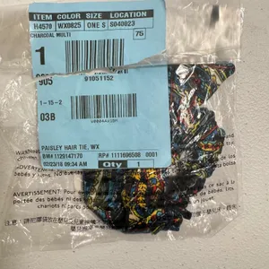 NWT J. Crew Classic‎ Paisley Hair Tie Scarf Black Colorful OLDSTOCK RARE Holiday thumbnail 3