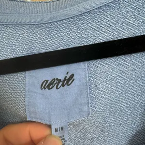Aerie Light Blue Lace Up Oversized Cozy Sweater Size Med NWOT thumbnail 3