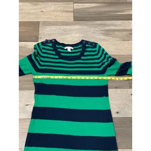 Banana Republic Navy Green Striped Sweater Dress Long Sleeve Cotton Size L thumbnail 5
