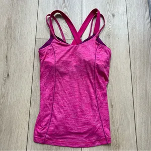 Lululemon Run For Gold Tank Hot Pink Magenta Running Tank Top Sports Bra Size 8 thumbnail 8