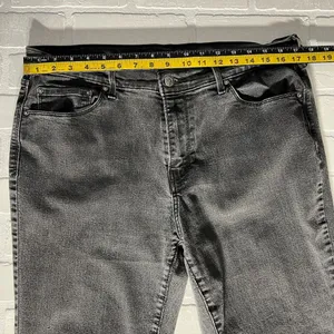 Levis 505 Straight Jeans Womens 33 Charcoal Black Gray High Rise Stretch Crop‎ thumbnail 2
