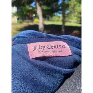 Juicy Couture Navy Blue Velour Zip-Up Hoodie Cropped Y2K Loungewear thumbnail 5