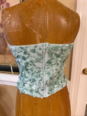 RILEY & JAMES Sequin Embellished Strapless Top Mint Green Size Juniors Medium thumbnail 3