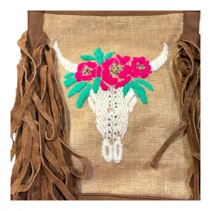 Tote Bag Womens Large Multi-Color Serape Western Boho Longhorn Fringe‎ Hippie thumbnail 4