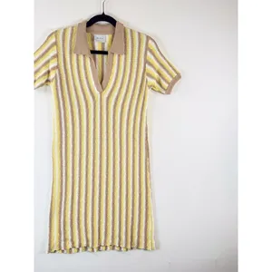 Rue Stiic Womens Dress Yellow Mini Sweater V Neck Striped Short Sleeve Size XS thumbnail 4