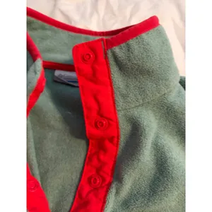 Columbia Fleece Pullover Gorpcore Green Grey‎ Red Snap Front Pocket Medium thumbnail 5