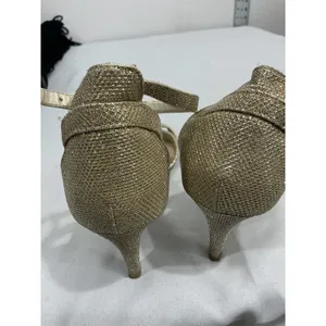 Womans Kelly & Katie Valdena 8.5 Gold Sparkly Open Toe Ankle Buckle Heel Sandal thumbnail 5