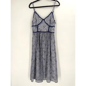 NSR Lace Midi Dress Womens Large Blue Floral Crochet Trim Coquette‎ Cottagecore thumbnail 2