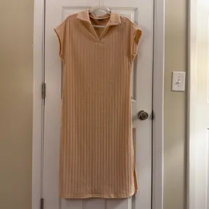 SheIn Cream Midi Fleece Texture Collared Dress Small thumbnail 2